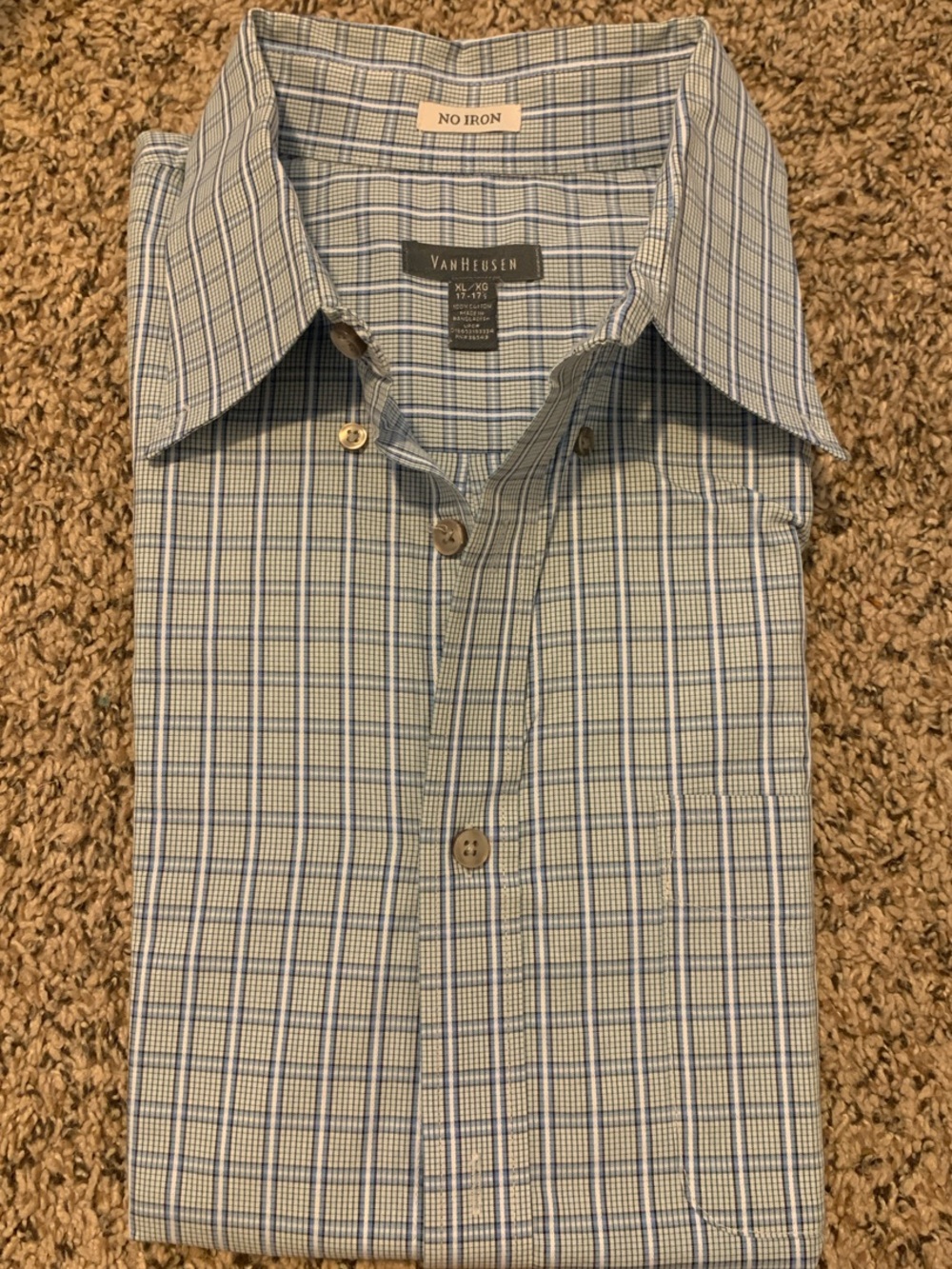Van Heusen Light Blue and White Checked Dress Shirt